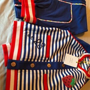 Kids Striped Blue and Red Cardigan Set